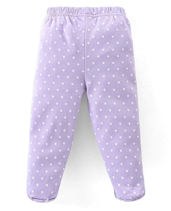 Babyhug Cotton Knit Full Length Bootie Leggings With Polka Dot Prints Pack of 3 -Multicolour