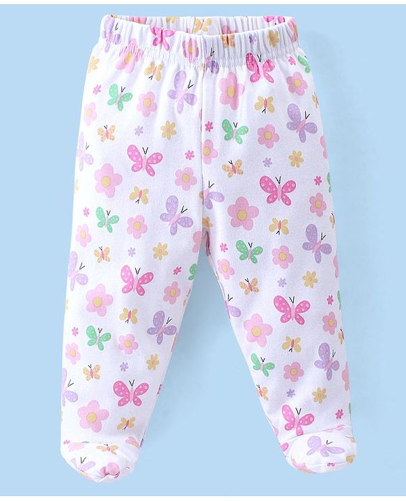 Babyhug Cotton Knit Full Length Bootie Leggings With Polka Dot Prints Pack of 3 -Multicolour