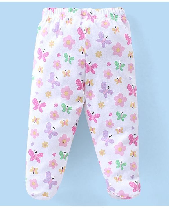 Babyhug Cotton Knit Full Length Bootie Leggings With Polka Dot Prints Pack of 3 -Multicolour