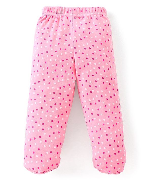 Babyhug Cotton Full Length Bootie Leggings Polka Dots & Floral Printed Pack of 3 - Pink & Blue