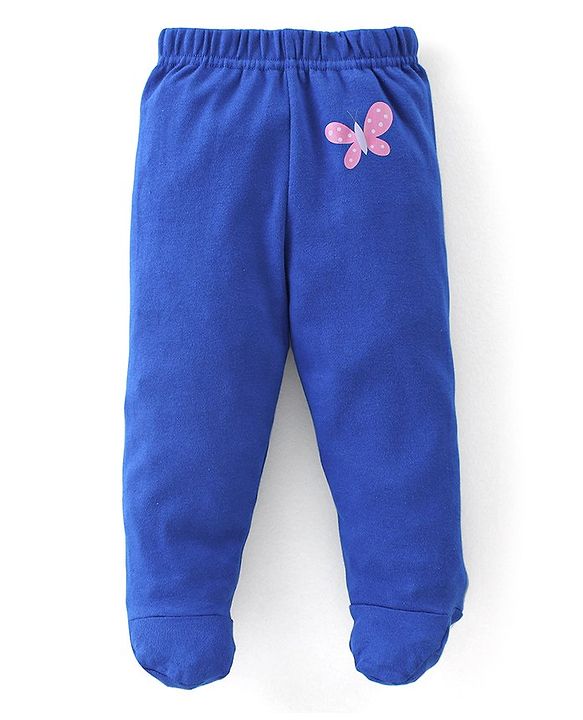 Babyhug Cotton Full Length Bootie Leggings Polka Dots & Floral Printed Pack of 3 - Pink & Blue