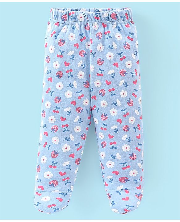 Babyhug Cotton Footed Bootie Leggings Floral Printed Pack of 3 - Multicolour