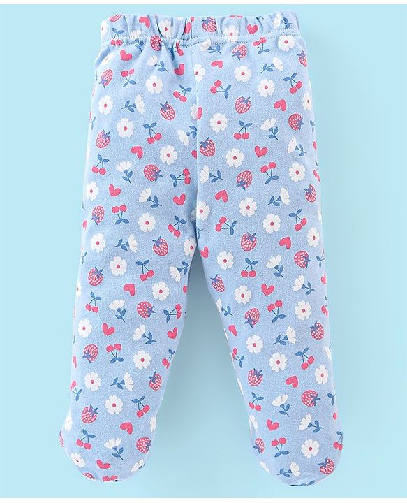 Babyhug Cotton Footed Bootie Leggings Floral Printed Pack of 3 - Multicolour