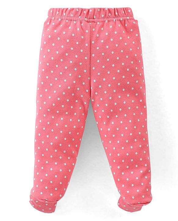Babyhug Cotton Knit Full Length Bootie Leggings With Polka Dot Prints Pack of 3 -Multicolour