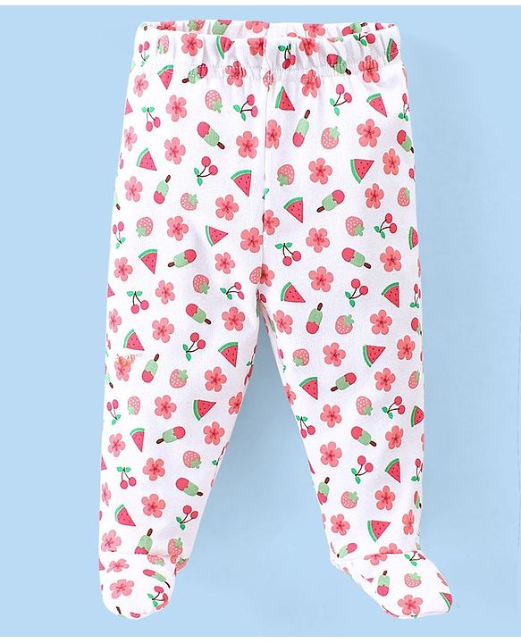 Babyhug Cotton Knit Full Length Bootie Leggings With Polka Dot Prints Pack of 3 -Multicolour