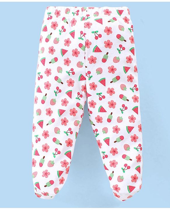 Babyhug Cotton Knit Full Length Bootie Leggings With Polka Dot Prints Pack of 3 -Multicolour