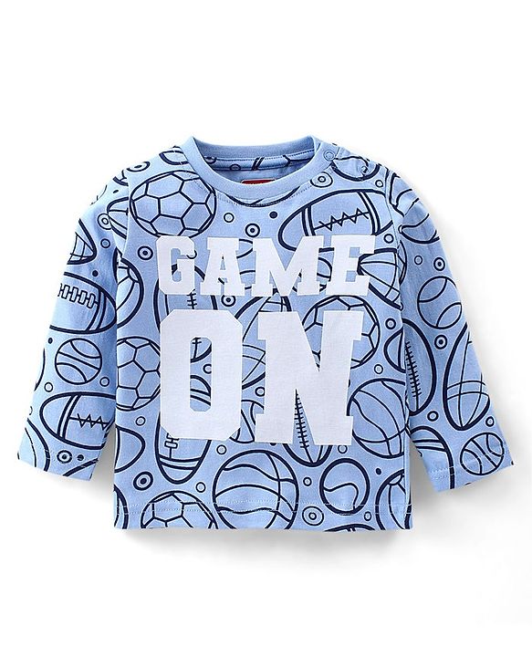 Babyhug Cotton Knit Full Sleeves Night Suit Ball Print - Blue