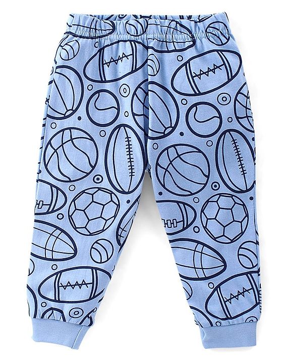 Babyhug Cotton Knit Full Sleeves Night Suit Ball Print - Blue