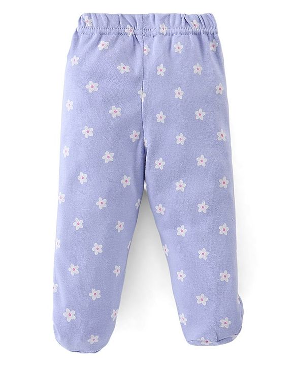 Babyhug Cotton Knit Full Length Bootie Leggings Floral Print Pack of 3 - Yellow Pink & Blue