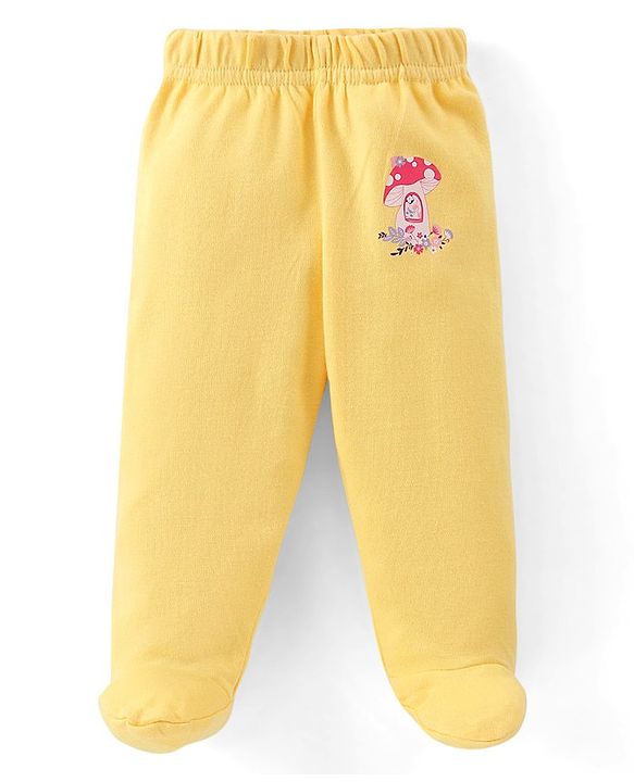 Babyhug Cotton Knit Full Length Bootie Leggings Floral Print Pack of 3 - Yellow Pink & Blue