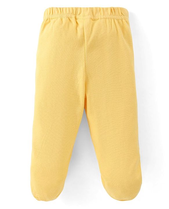 Babyhug Cotton Knit Full Length Bootie Leggings Floral Print Pack of 3 - Yellow Pink & Blue