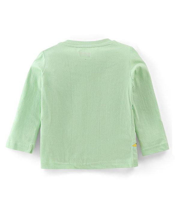 Babyhug Cotton Knit Full Sleeves Night Suit Stripes & Giraffe Print - Green