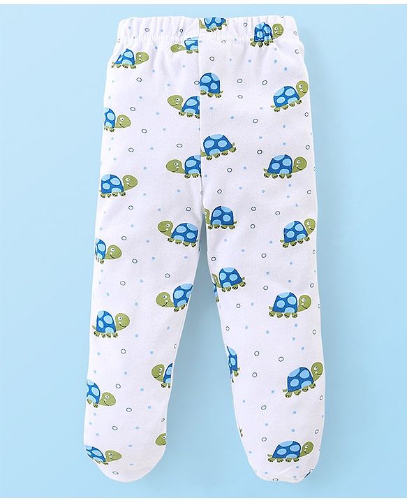 Babyhug Cotton Footed Bootie Leggings Striped & Tortoise Printed Pack of 3 - Yellow & Blue