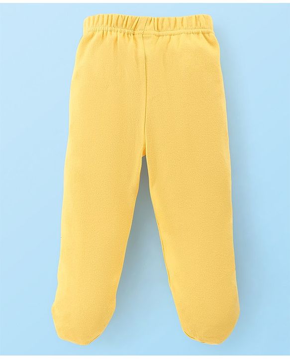 Babyhug Cotton Footed Bootie Leggings Striped & Tortoise Printed Pack of 3 - Yellow & Blue