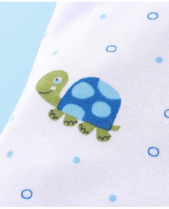 Babyhug Cotton Footed Bootie Leggings Striped & Tortoise Printed Pack of 3 - Yellow & Blue