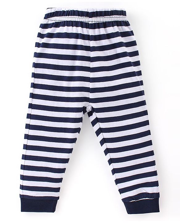 Babyhug Cotton Knit Full Sleeves Night Suit With Animals Print - Navy Blue