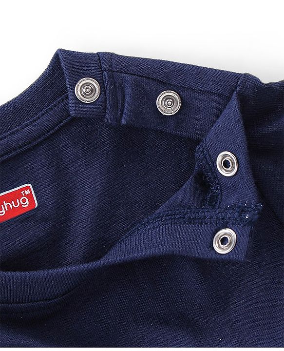Babyhug Cotton Knit Full Sleeves Night Suit With Animals Print - Navy Blue