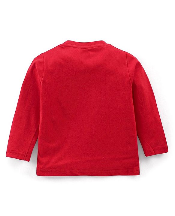 Babyhug Cotton Knit Full Sleeves Bear Print Night Suit - Red