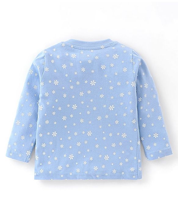 Babyhug Cotton Knit Single Jersey Full Sleeves Night Suit With Polar Bear & Snowflake Print - Blue