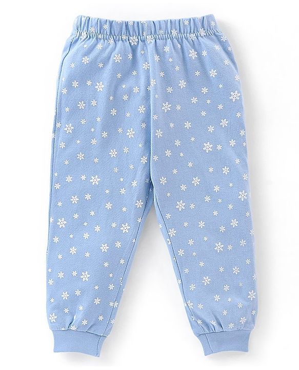 Babyhug Cotton Knit Single Jersey Full Sleeves Night Suit With Polar Bear & Snowflake Print - Blue