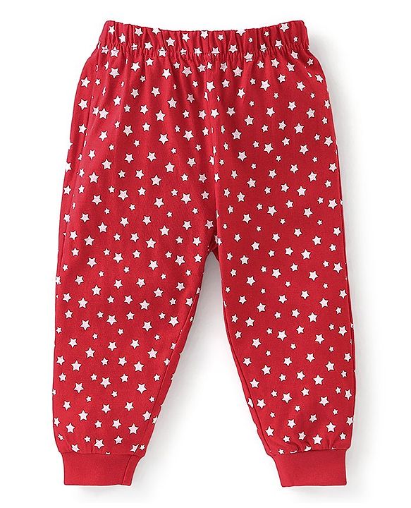 Babyhug 100% Cotton Full Sleeves Night Suit With Polar Bear Print - Red