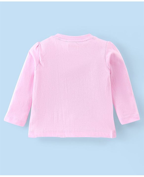 Babyhug Cotton Knit Single Jersey  Full Sleeves Night Suit With Bunny & Floral Print - Pink & White