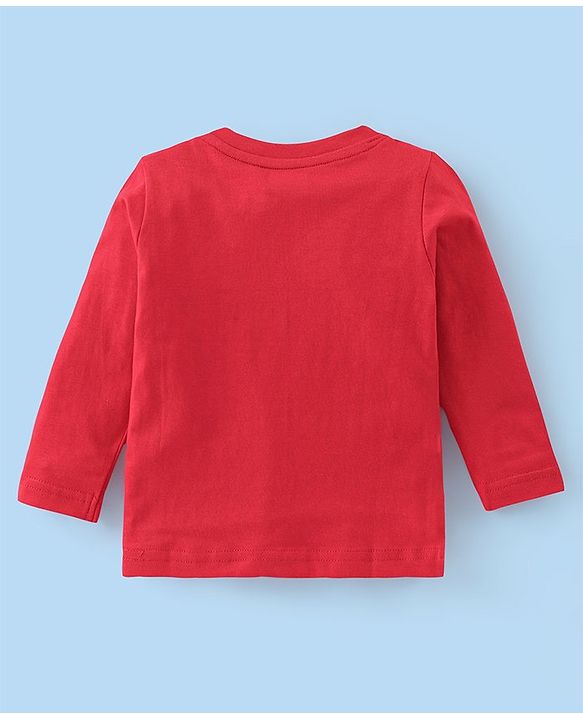 Babyhug Cotton Knit Single Jersey  Full Sleeves Night Suit With Penguin Print - Red & White