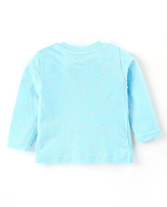 Babyhug Cotton Knit Single Jersey Full Sleeves Night Suit With Dino Print - Blue