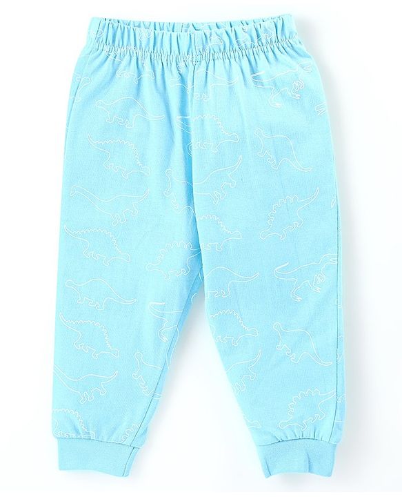 Babyhug Cotton Knit Single Jersey Full Sleeves Night Suit With Dino Print - Blue