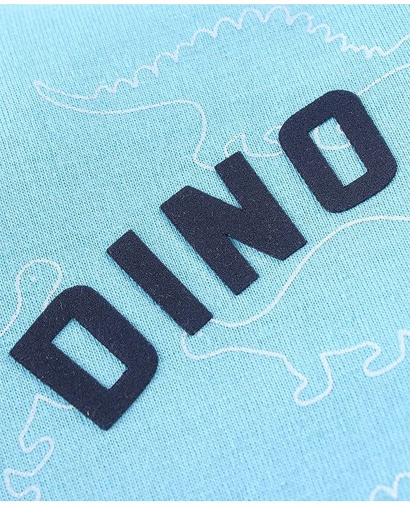 Babyhug Cotton Knit Single Jersey Full Sleeves Night Suit With Dino Print - Blue