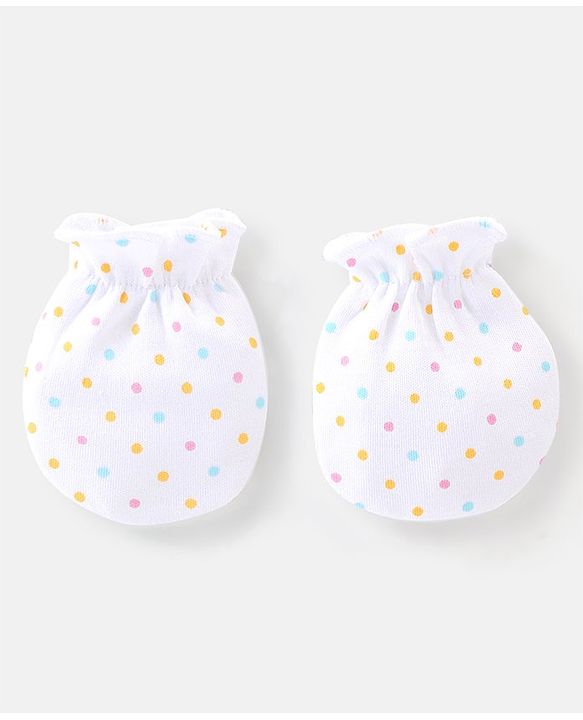 Babyhug 100% Cotton Knit Floral Printed Mittens Pack Of 3 - Multicolour