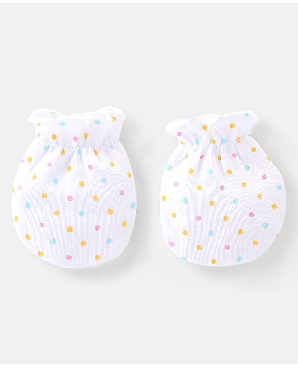 Babyhug 100% Cotton Knit Floral Printed Mittens Pack Of 3 - Multicolour