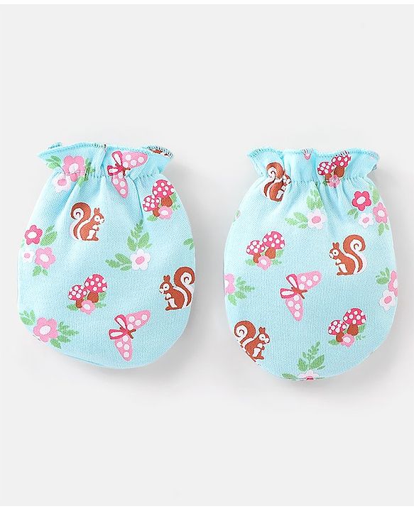 Babyhug 100% Cotton Knit Squirrel Printed Mittens Pack Of 3 - Multicolour
