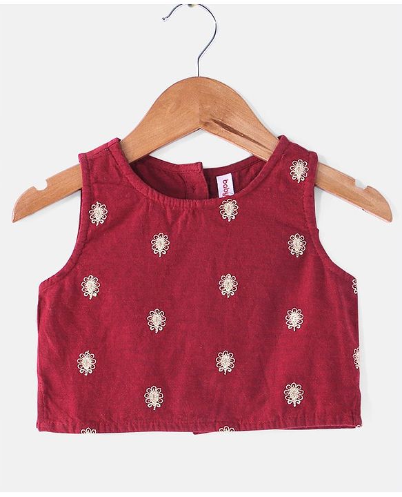 Babyhug  100% Cotton Sleeveless Floral Embroidered Choli with Printed Lehenga and Dupatta Set -Navy Blue