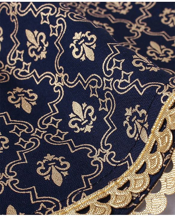 Babyhug  100% Cotton Sleeveless Floral Embroidered Choli with Printed Lehenga and Dupatta Set -Navy Blue