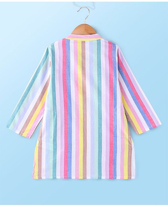 Babyhug 100%  Cotton Full Sleeves  Stripes Kurta Payjama Set - Multicolor