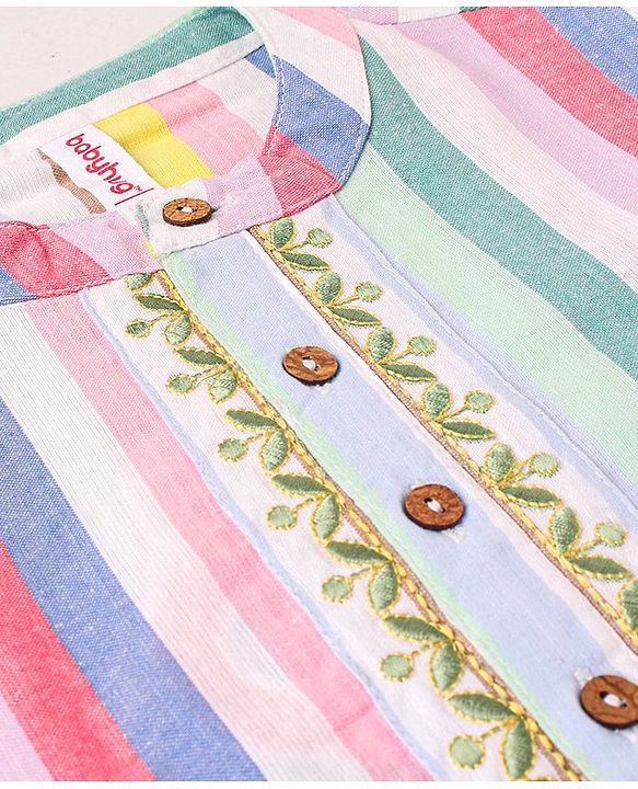 Babyhug 100%  Cotton Full Sleeves  Stripes Kurta Payjama Set - Multicolor