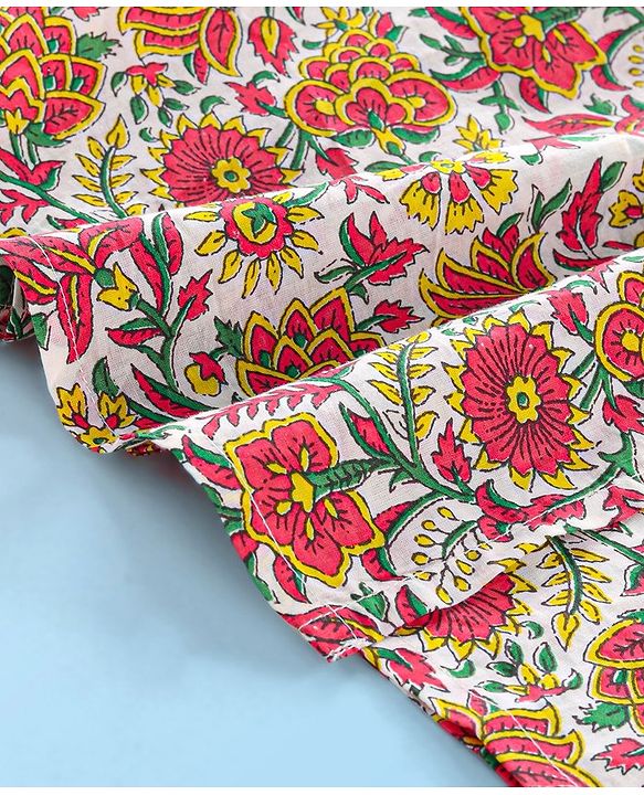 Babyhug Cotton Woven Printed Angarakha Full Sleeves Kurta & Dhoti Set - Red & White