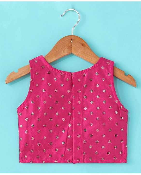 Babyhug Woven Sleeveless Choli & Lehenga Set with Dupatta & Floral Embroidery - Pink & Yellow