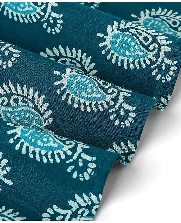 Babyhug 100% Cotton Knit Ethnic Printed Dhoti with Full Sleeves Kurta Set - Navy Blue