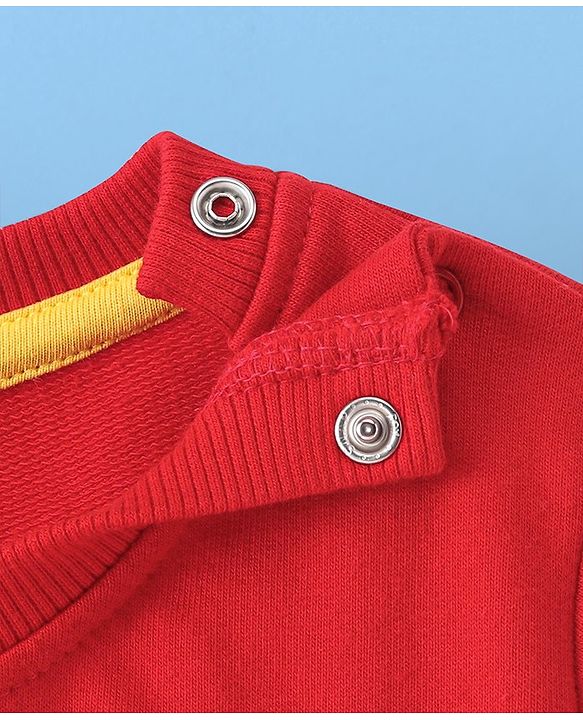 Babyhug Cotton Full Sleeves Sweatshirts With Outer Space Graphics Pack  Of 2- Blue & Red