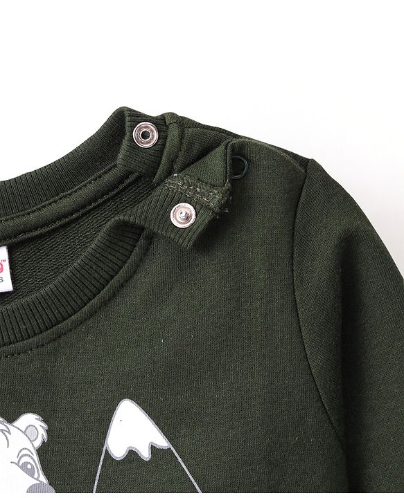 Babyhug Cotton Knit Full Sleeves Sweatshirt With Wild Animals Graphics Pack Of 2 - Red & Green