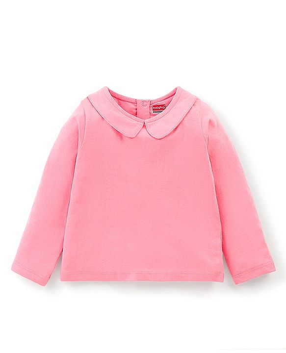 Babyhug Single Jersey Cotton Knit Dungaree with Full Sleeves Inner Tee Floral Print - Peach