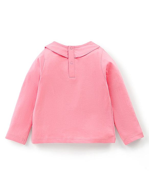 Babyhug Single Jersey Cotton Knit Dungaree with Full Sleeves Inner Tee Floral Print - Peach