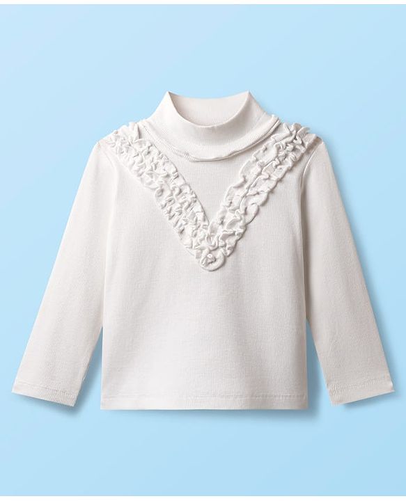 Babyhug 100% Cotton Knit Full Sleeves Top & Skirt Solid Colour - White & Red