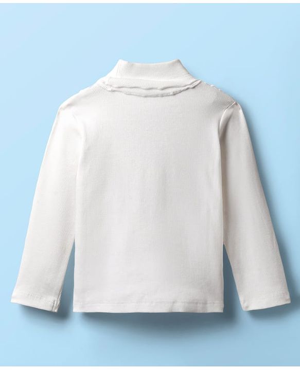Babyhug 100% Cotton Knit Full Sleeves Top & Skirt Solid Colour - White & Red