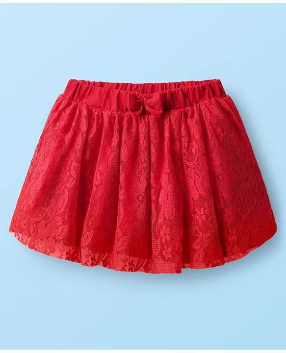 Babyhug 100% Cotton Knit Full Sleeves Top & Skirt Solid Colour - White & Red