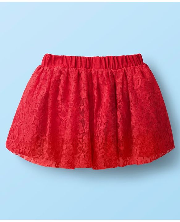 Babyhug 100% Cotton Knit Full Sleeves Top & Skirt Solid Colour - White & Red