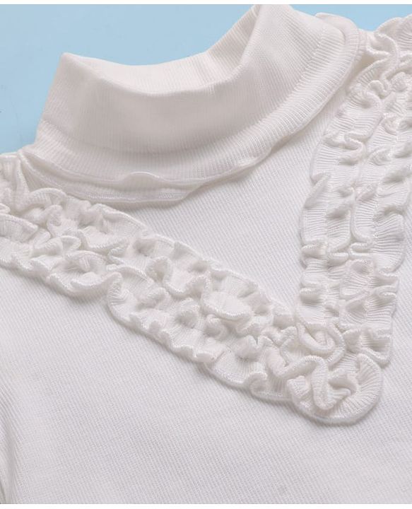 Babyhug 100% Cotton Knit Full Sleeves Top & Skirt Solid Colour - White & Red