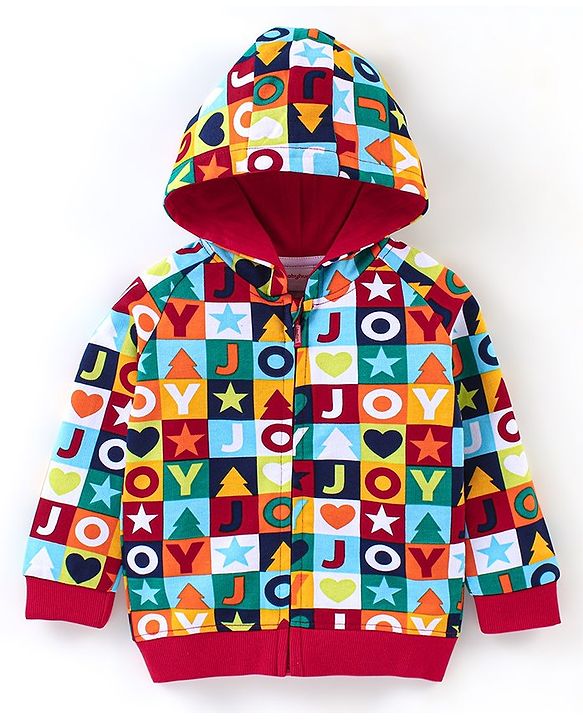 Babyhug Cotton Knit Full Sleeves Sweatshirt With Alphabet Print - Multicolour